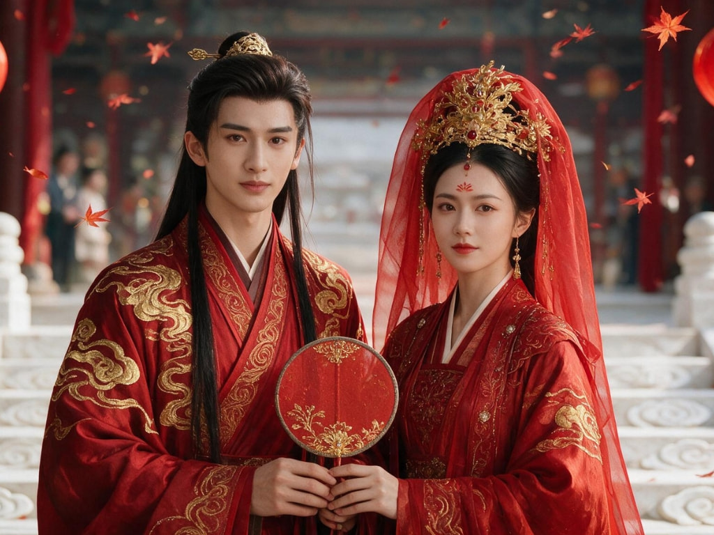 A couple getting married in ancient Chinese era, all dressed in red marital gowns; Chinese culture explained from ilovecdrama.com
