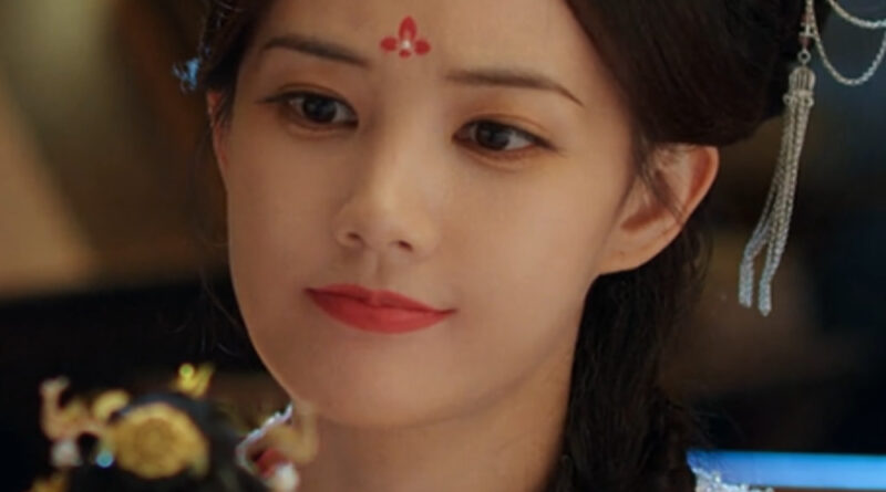 A scene from A Dream Within A Dream Chinese period drama of woman looking at a doll with irritation