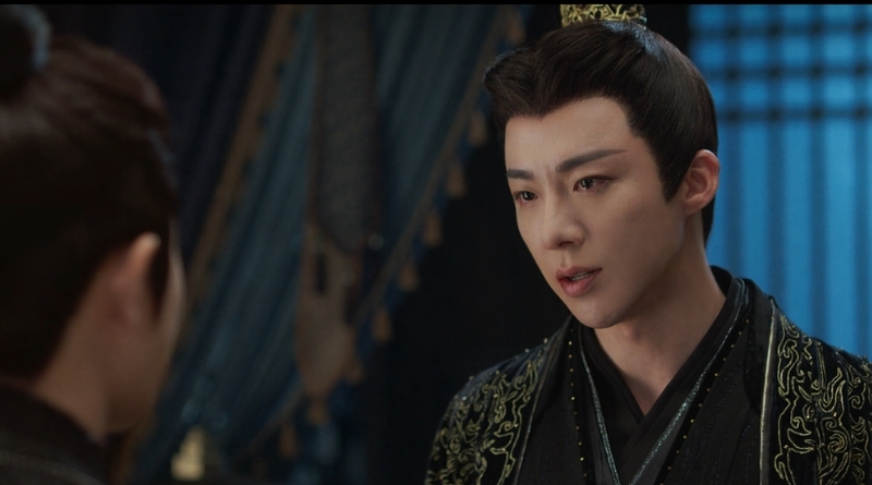 A scene from Chinese period drama, A Dream Within a Dream episodes 17-19 recap of a man crying while talking to another man