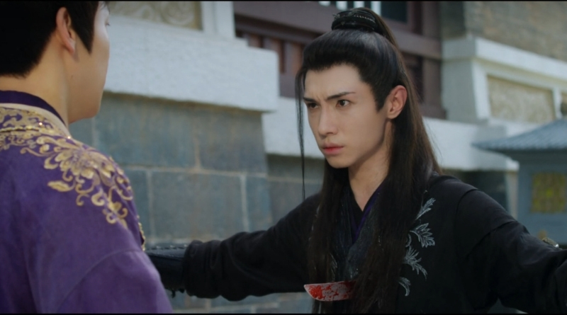 A scene from Chinese period drama, A Dream Within a Dream episodes 35-37 recap of man killed with a blade through his chest