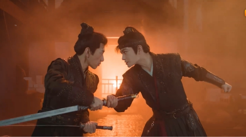 Scene from modern Chinese drama The Road To Splendor Episode 1 recap of two men fighting in a room