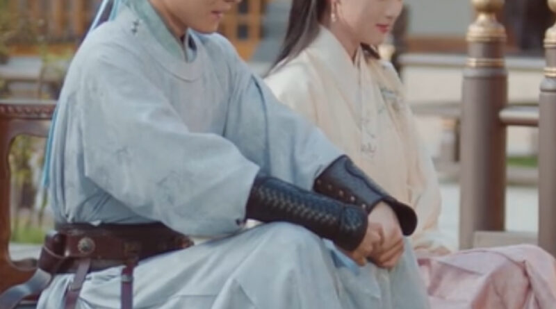 Scene from period Chinese drama The Road To Splendor Episode 22 recap and review of two young lovebirds sitting together shyly