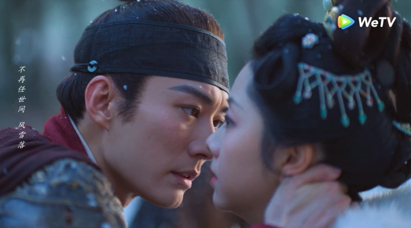 Scene from period Chinese drama Against The Current (2026) Episode 34 Recap and review of a man holding the back of a woman's neck about to kiss her