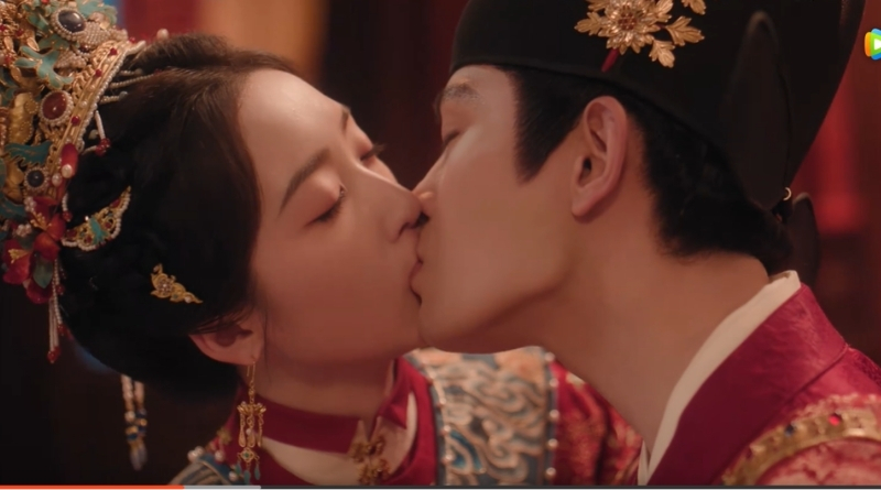 A scene from The Road To Splendor Romance Review and Recap (2026) of a couple kissing on their wedding night