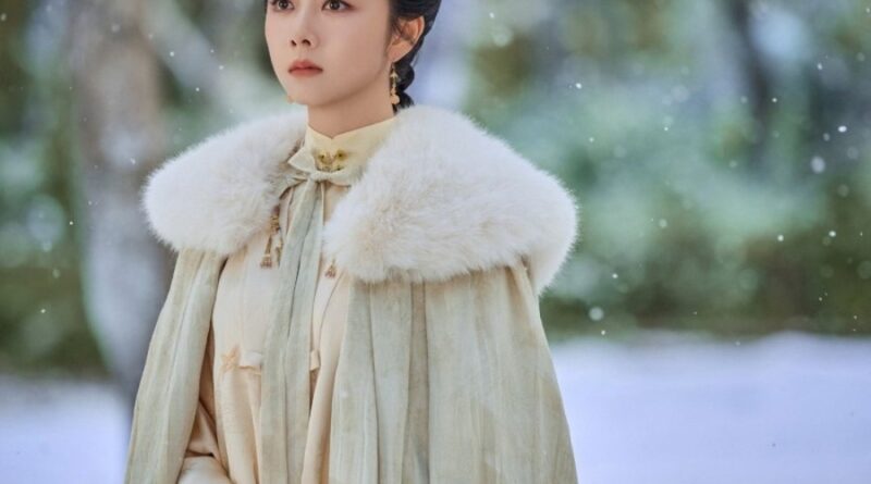 Scene from period Chinese drama Against The Current (2026) Episode 35 Recap and review of a noble woman in a fur robe standing in the snow