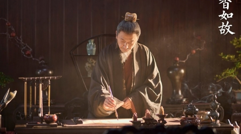 Scene from period Chinese drama Against The Current (2026) Episode 42 Recap and review of an old man painting in his study