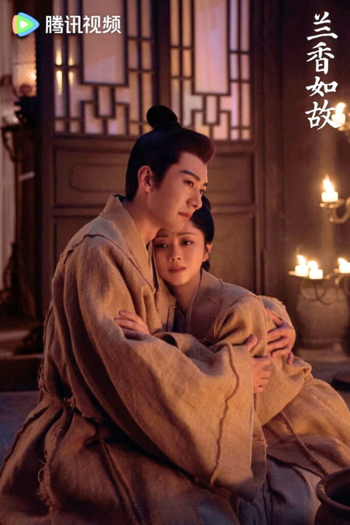 Scene from period Chinese drama Against The Current (2026) Episode 42 Recap and review of a couple hugging, in mourning