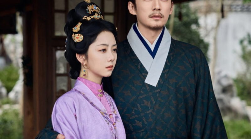 Scene from period Chinese drama Against The Current (2026) Episode 43 Recap and review of a couple standing on at the courtyard with is arms around her shourlder