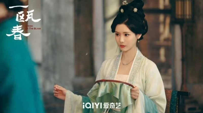 Scene from period Chinese drama Spring of The Blade (2026) Episode 7 Recap and review of a woman doing embroidery